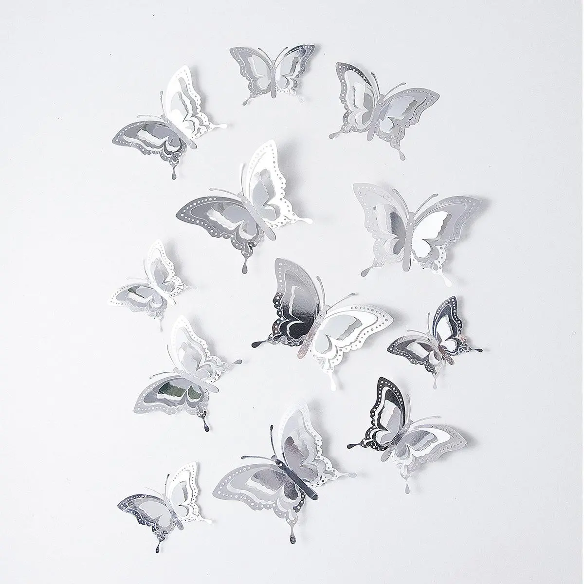 3D Butterflies Design Wall Tiles Sticker, 12pcs Home Decor Set Hallow Butterfly Shaped Decorative Sticker for Party Weeding Festival Home Decoration