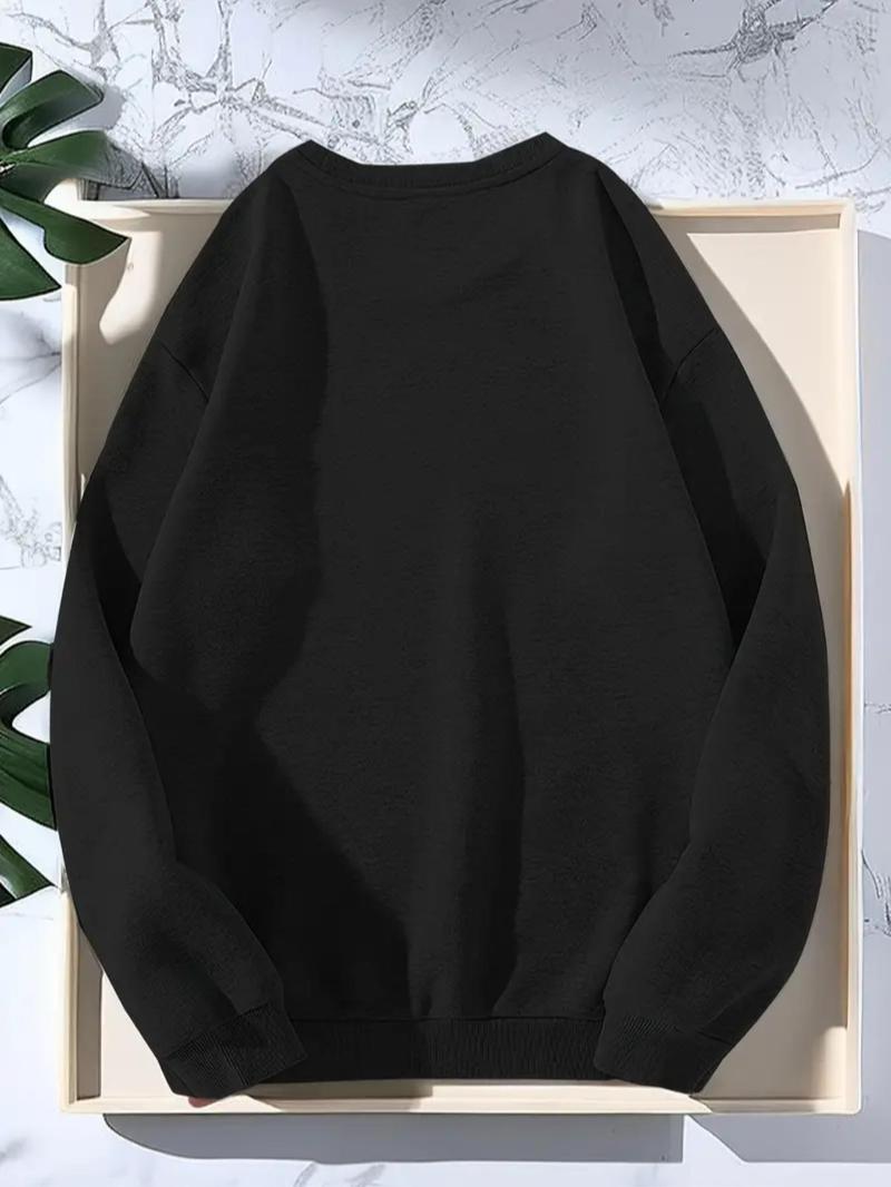 Product Introduction of Men's Regular Fit Letter Print Round Neck Sweatshirt, Casual Long Sleeve Crew Neck Pullover for All Seasons, Fashion Men's Top for Daily Wear 5