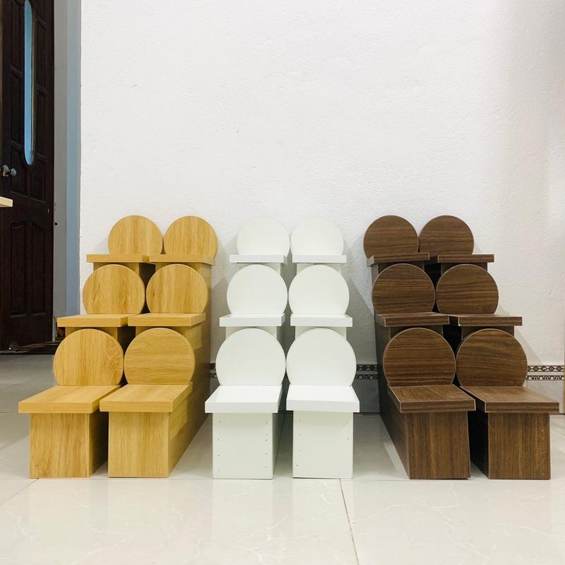 BỤC TAM CẤP BAN THỜ THẦN TÀI-THỔ ĐỊA GỖ MDF 3 MÀU TRẮNG - VÀNG SỒI - ÓC CHÓ Decor Decor Phòng Trang Trí Nhà