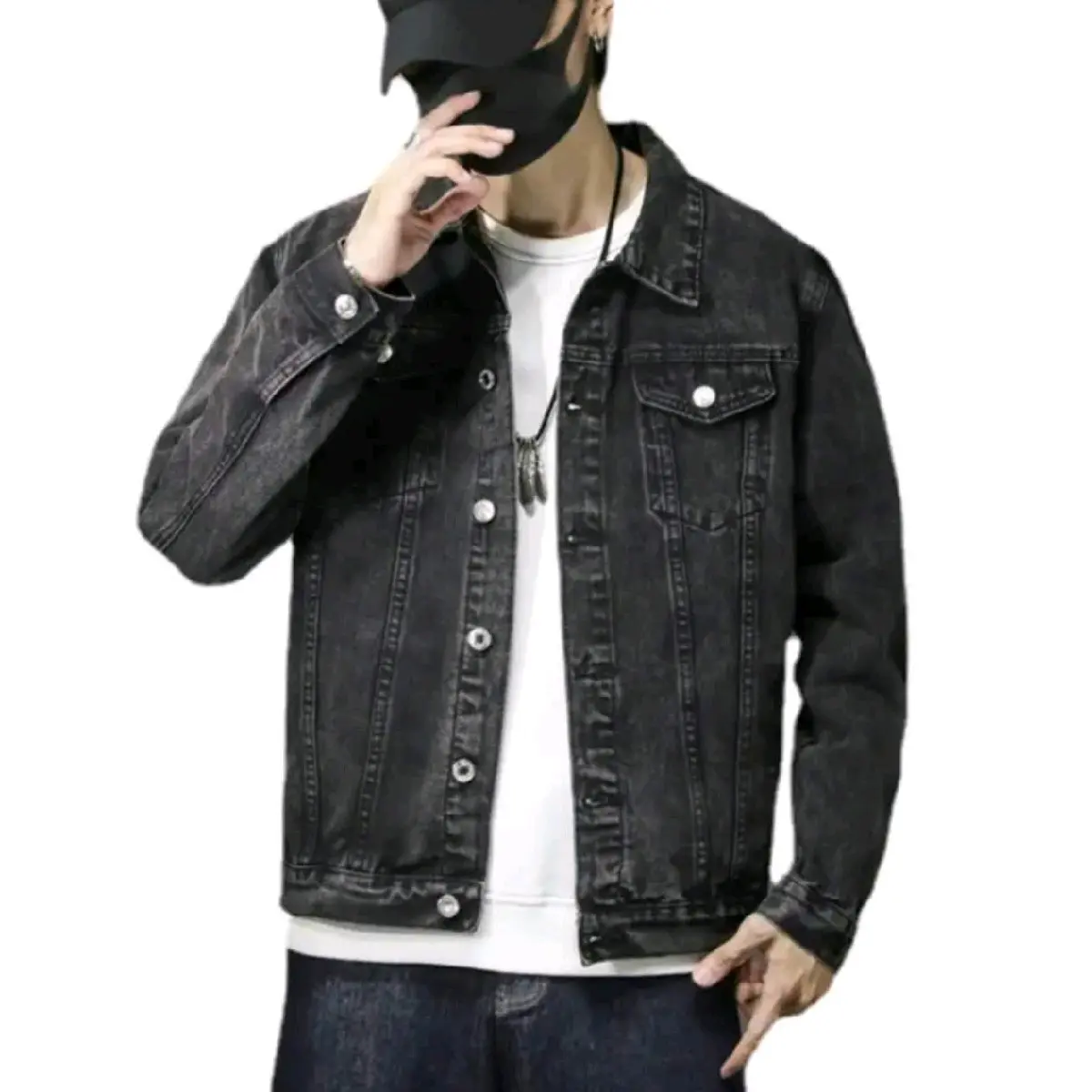 [túi trong -40 75kg] Áo Khoác jean Nam xám  dày dặn  Có Túiđứng from dành cho các bạn Nam 40- 75 MLXL Jacket Menswear