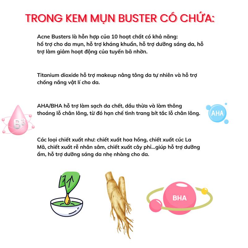 Product Introduction of KEM MỤN BUSTER 20G - Kim Mỹ Kim - Kem Hỗ Trợ Da Mụn - Net 20g Chăm Sóc Da Skincare Làm Đẹp Da Nữ Dưỡng Ẩm Da 19