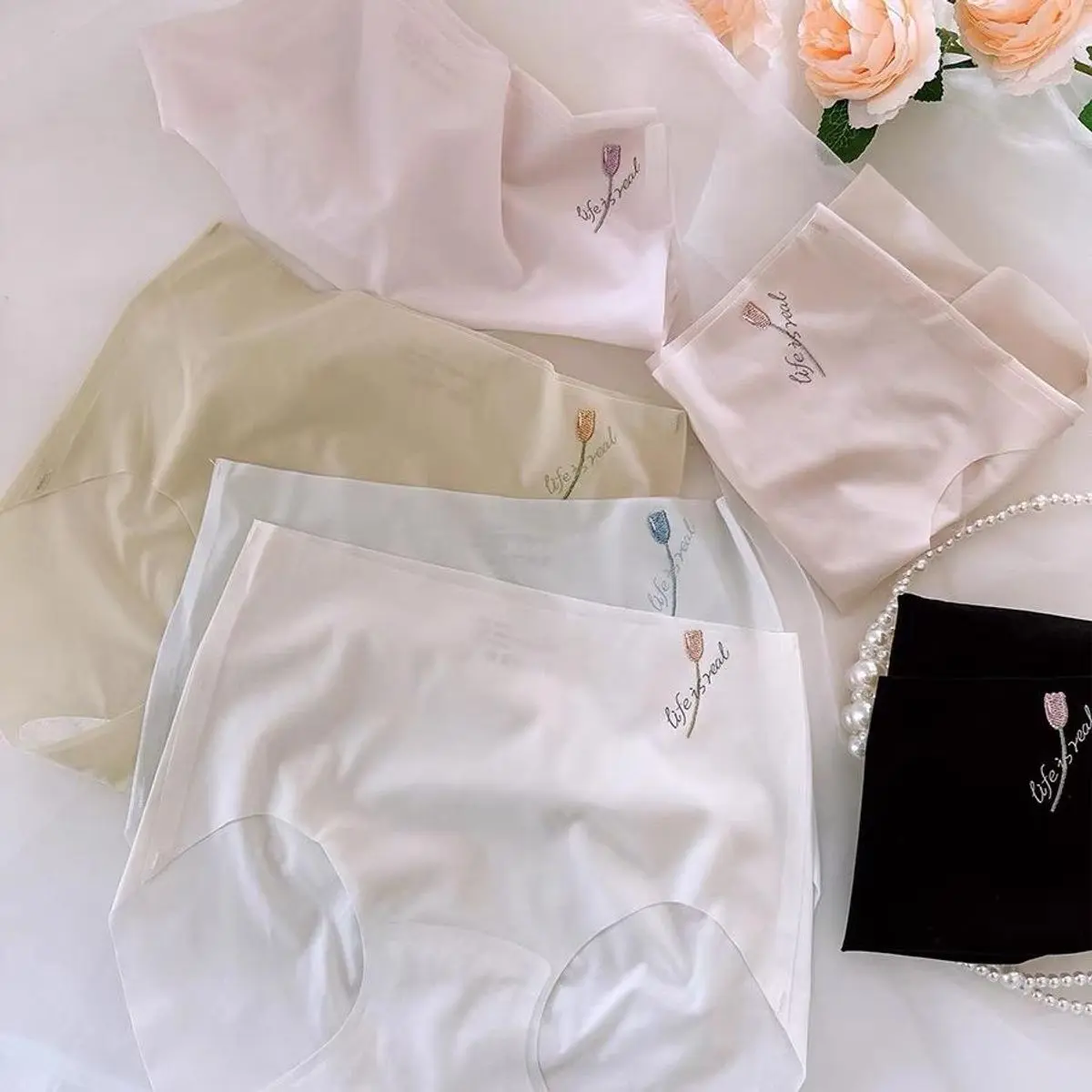 [Sét 5 Quần ] Lót Su Tàn Hình Cạp Cao Không Viền Họa Tiết Lifte Hoa Tulip
