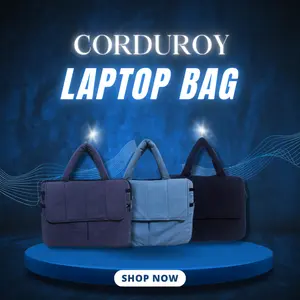 Tas Laptop Corduroy 14 - 16 Inch - Soft Cute & Simple Pastel Office Bag Unisex