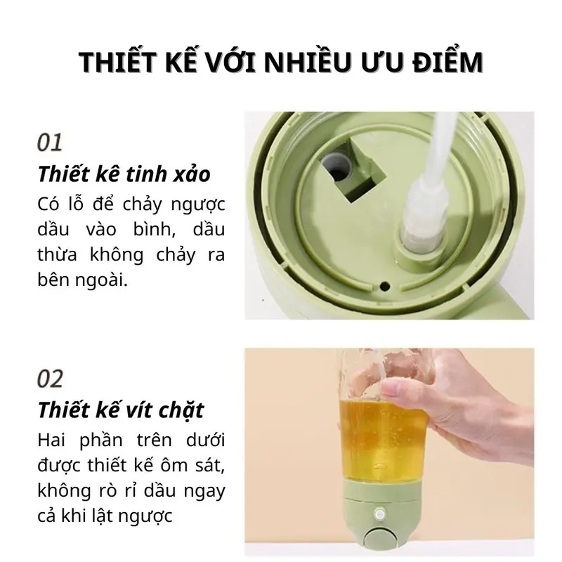 Chai đựng dầu ăn bằng thủy tinh 470ml có hai chức năng xịt phun sương và rót dầu ăn cao cấp thích hợp dùng khi nấu ăn 4