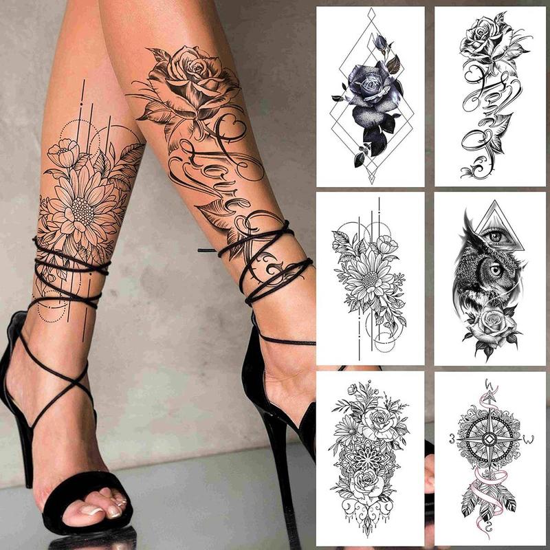 Animals Pattern Temporary Tattoo Sticker, 24pcs/set Large Full Arm Tattoo Decals for Adults, DIY Body Art Sticker for Women & Men 6