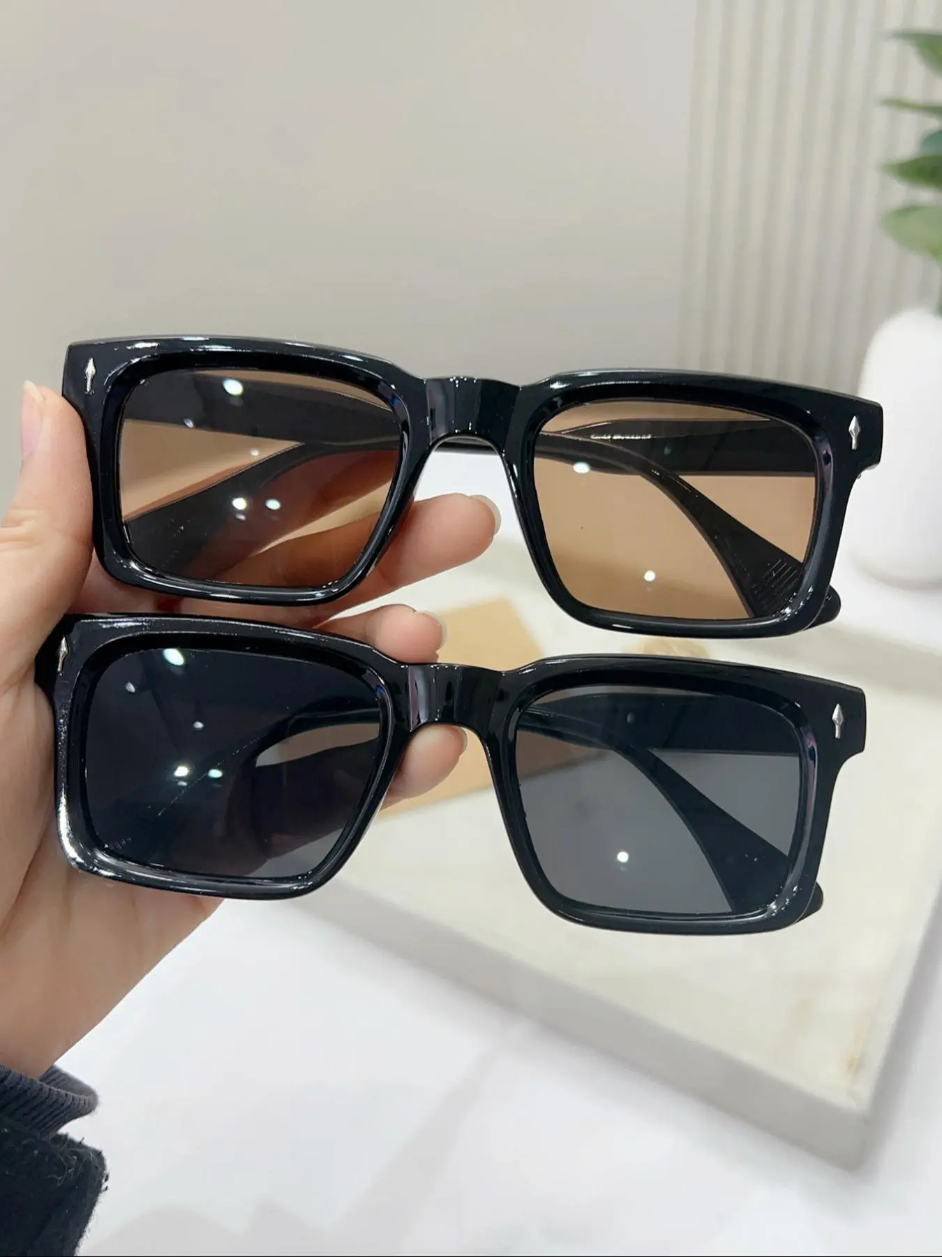 Unisex Simple Style Plain Color Sunglasses, Trendy Casual Sunglasses for Everyday Use, Fashion Accessories for Outdoor Activities