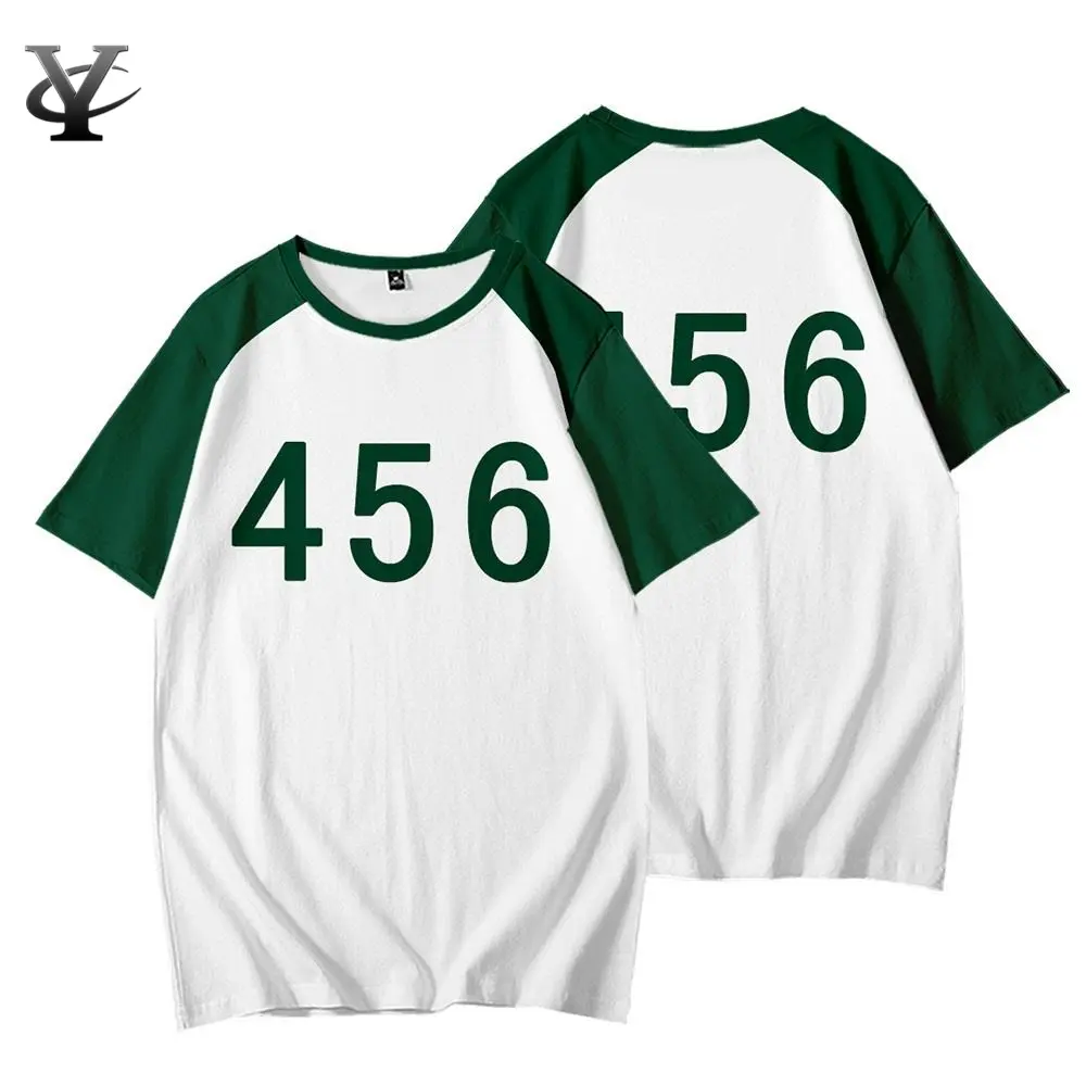 Lz59 kids T-shirt squid game cosplay unisex children tops short sleeve round six Netflix casual sports tee shirt l59z squid blue  crab