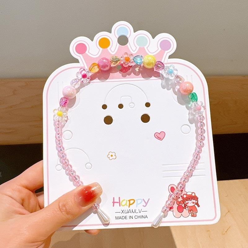 Product Introduction of Children's Necklace Jewelry Set Colorful Beaded Bracelet Cartoon Hair Hoops Earrings Princess Girl Accessories 19