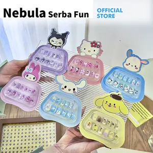 (Nebula Serba Fun) Fake Nail Art Stiker H1072 Kuku Palsu Karakter Sanrio Set 12PCS Aksesoris Anak Perempuan