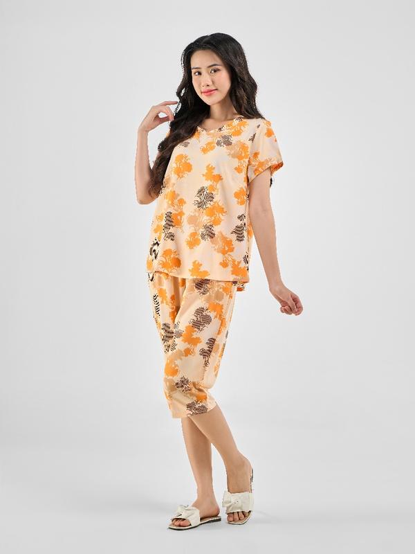 WINNY - Bộ mặc nhà nữ WINNY cộc tay quần ngố chất lanh 2MNLA23039N 7