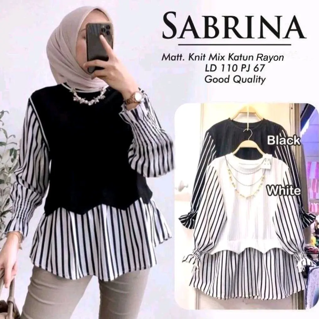 SABRINA BLOUSE/ATASAN WANITA/KAOS SALUR/ BAJU KANTOR