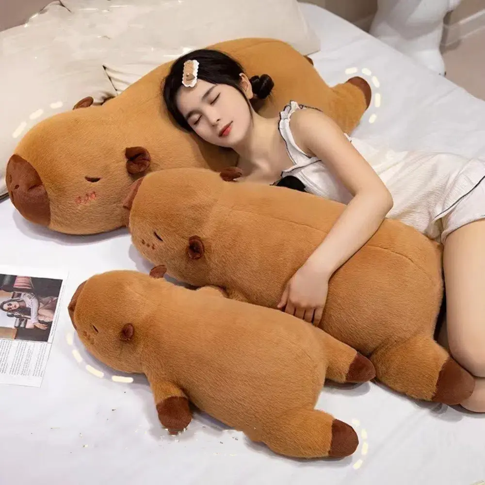 50/70/90cm Cute Stuffed Capybara Plush Toy Bed Sleep Hugging Body Pillow Giant Creative Long Pillow Home Decor