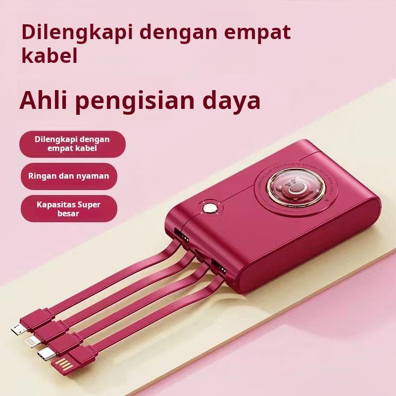 Power Bank Kamera Lucu, Charger Berkualitas Tinggi 30000mAh, Kompatibel dengan Samsung, iPhone, dan Ponsel Android, Antarmuka Type-C, 4 Port USB, Universal untuk Semua Ponsel