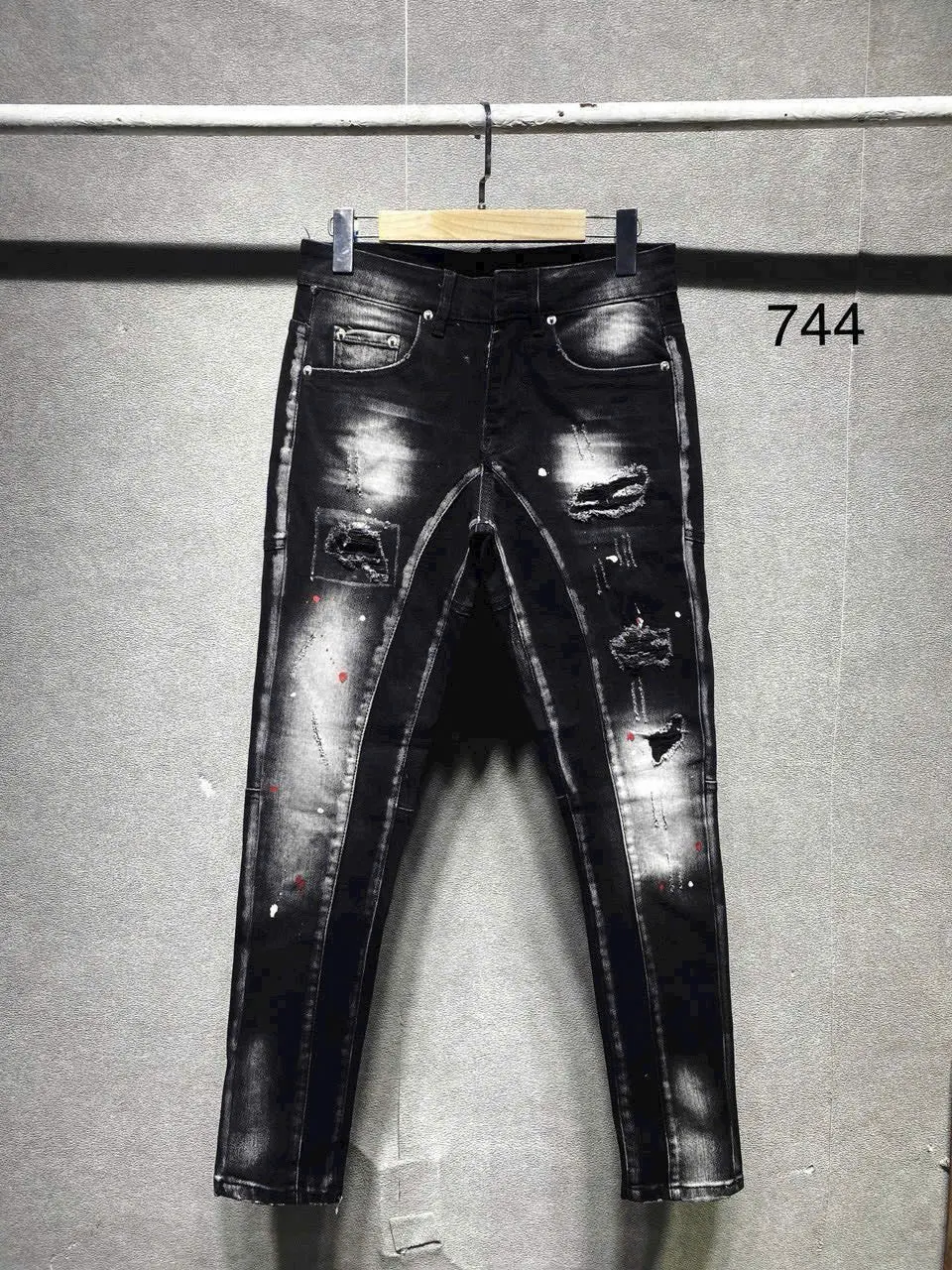 Quần Jean dài nam Ms 740 chẻ thân VNXK phối loang vẩy sơn rách form trẻ trung chuẩn boy phố mẫu mới Menswear Pants