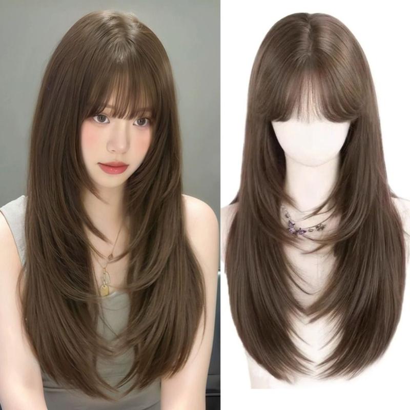Product Introduction of Cute Cosplay Synthetic Wig with Bangs Harajuku Heat Resistant Long Straight Hair Breathable Halloween Women Layered Wigs Summer 8