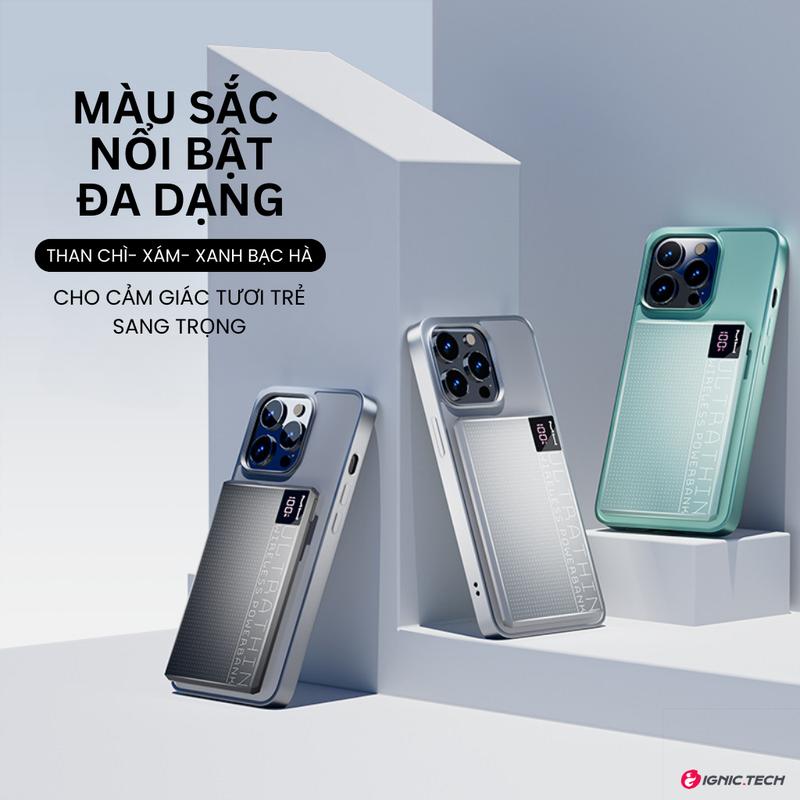 Sạc dự phòng không dây, sạc dự phòng có đèn LED hiển thị, sạc dựng phòng siêu mỏng 0,8 cm, siêu bền