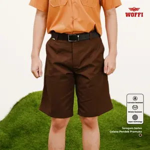 Seragam Pramuka SMP SMA Woffi Celana Pendek Karet dan Ban Coklat