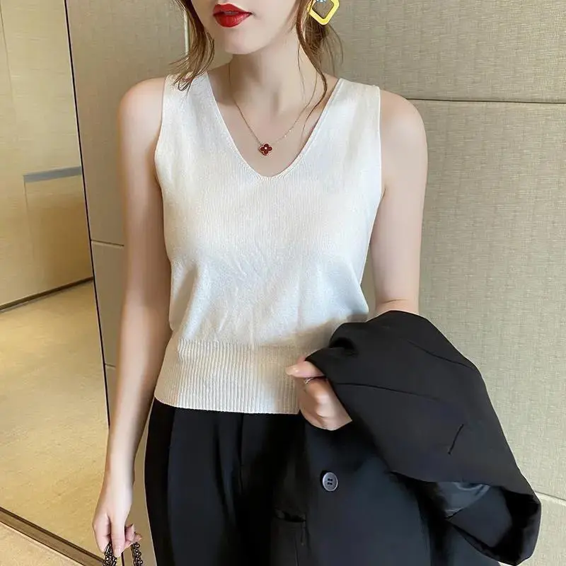 COD- Singlet V-neck Rajut (T-28)- Atasan Wanita Rajut - Tanktop Wanita rajut 0