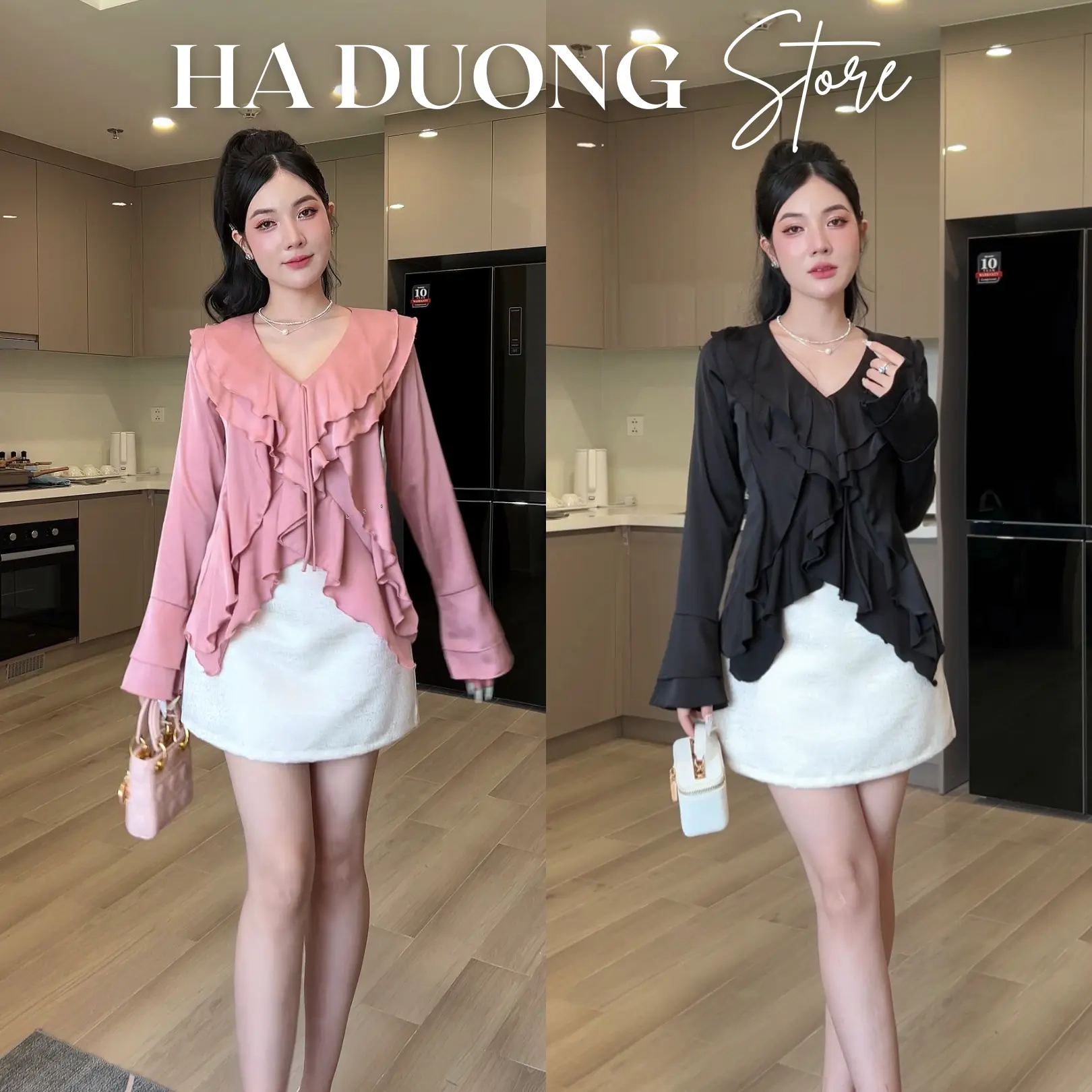 Set Áo Lụa Bèo Tay Dài Loe Vải Lụa Mát Kèm Chân Váy Chữ A Chất Tafta Xí Muội Dành Cho Nữ Hàng Thiết Kế 2 Lớp Bèo Điệu Tiểu Thơ Sang Trọng - Top Hà Dương Store