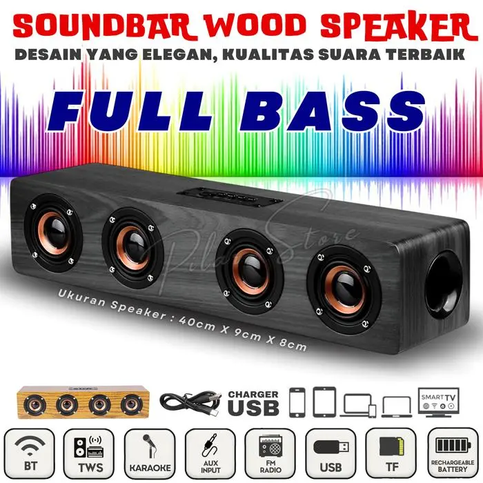 COD MURAH BANGET Speaker Bluetooth Full Bass SOUNDBAR BAHAN KAYU FLECO F-422BT Untuk TV-HP-Komputer-Laptop-Mobil | Speaker Aktif Super Bass | Salon Aktif Super Bass | Speaker Panjang 40cm | Speaker | Speaker Murah