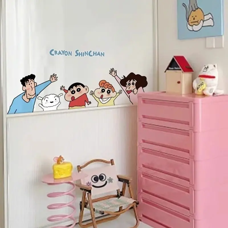 Hình Dán Đồ Trang Trí Gương Phòng Ngủ Bút Chì Màu Shin-chan, Miếng Dán Dễ Thương, Chống Thấm Nước, Thích Hợp Cho Cửa Kính, Bộ Sưu Tập Năm 2025, Bao Gồm 23.000 Người Dùng 4