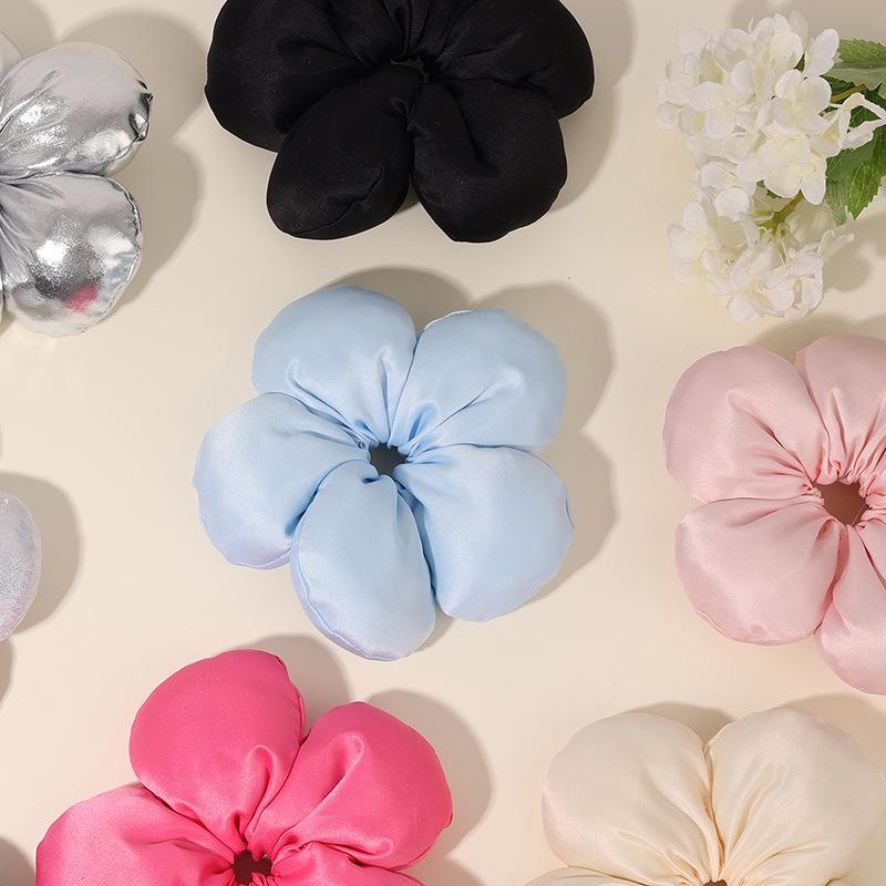 Dây Buộc Tóc Hoa Bánh Mì, Chất Liệu Satin Cao Cấp, Scrunchie Đầy Bông 3D, Thiết Kế Thanh Lịch Women Nữ 3