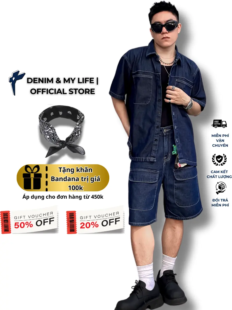 Bộ Short Jeans Denim SUPER Chất Denim Cotton Cao Cấp, Siêu Nhẹ Siêu Mát , Outfit lịch sự ,Trẻ Trung Năng Động, Cá Tính. Menswear Nam