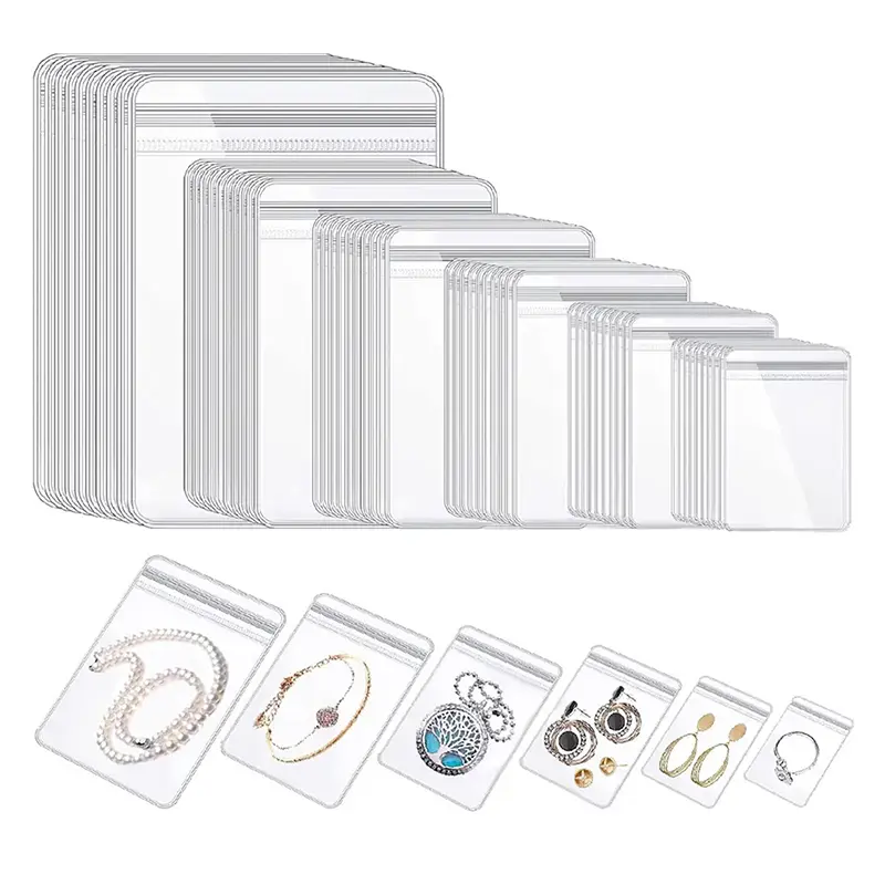 10PCS Jewelry Small Self-Sealing Plastic Zip Clear Bags PVC Clear Storage Bag For Storing Bracelets Rings Earrings Organizer