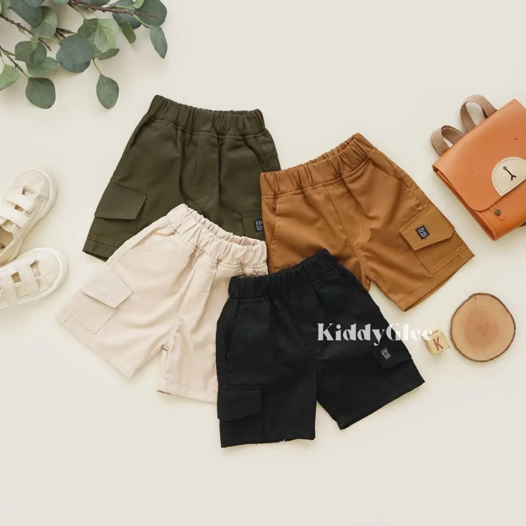 KiddyGLEE | cargo pendek | celana anak laki-laki | celana pendek polos anak | celana anak saku samping