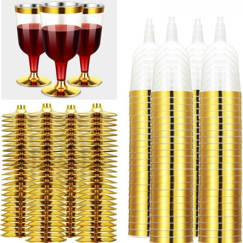 Product Introduction of Disposable Plastic Wine Cups, 10pcs/set Elegant Reusable Wine Goblet, Champagne Cup, Party Supplies for Wedding Birthday 2