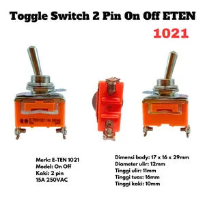 Toggle Switch 2 Pin On Off ETEN 1021 Saklar Togle Kaki 2p 15A E-TEN