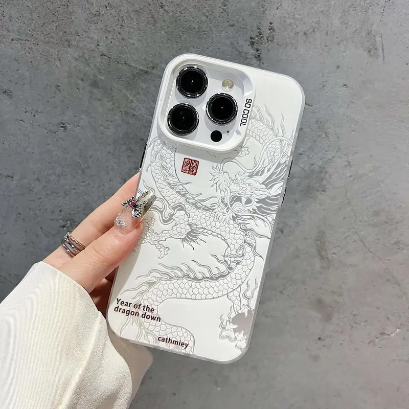 Berlaku untuk Sliver Case Realme 10 11 C3 5i 7i 8i 9i C11 C12 15 C17 C20 C21 C25Y C30 C33 C31 C35 C53 C51 C55 C67 8 Pro NARZO 50 5G 20 30A 50A Prime GT Neo5 Note 50 naga yang keren pola Penutup Penuh Perlindungan Penuh Anti-fall casing Realme UP009CYK 2