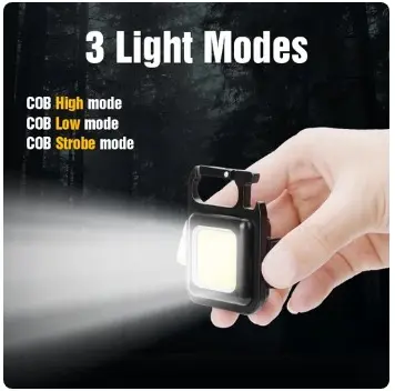 Lampu Mini COB LED Terang Carabiner Gantungan Kunci Tas Senter Camping 2