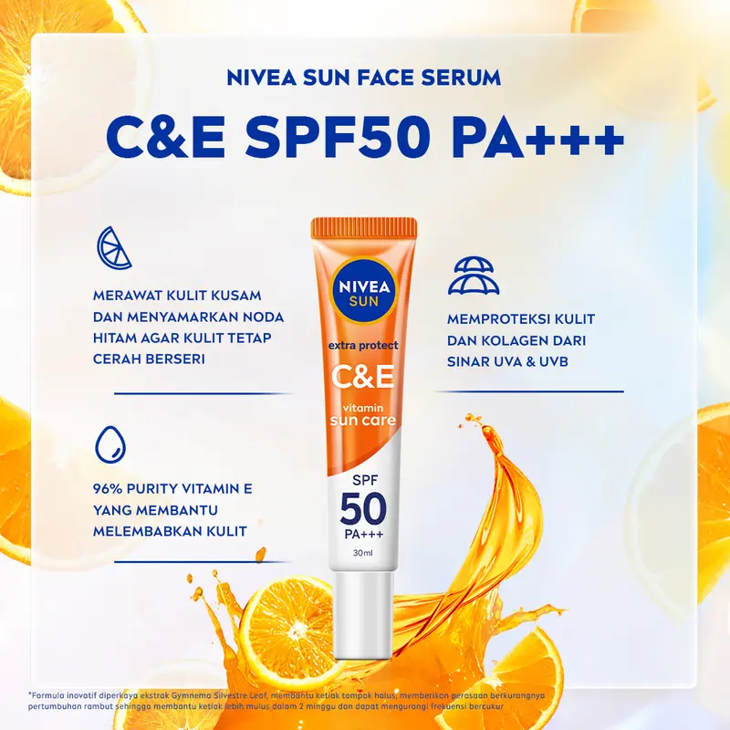 NIVEA SUN Face Serum Extra Protect C&E SPF 50+ PA+++ 30ml - Sunscreen wajah sunblock tone up vitamin daily sun protect face harian lightweight proteksi sinar matahari UV - Gel tekstur ringan, cepat meresap, tidak lengket 4