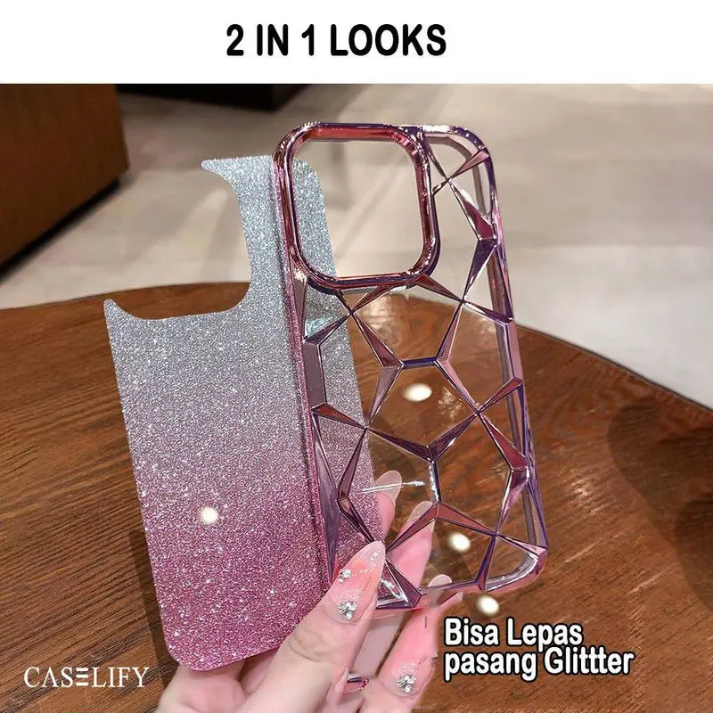 CASELIFY SPARKLING GLITTER 2 IN 1 CRYSTAL COMPATIBLE WITH IPHONE 11 12 13 14 15 PRO PLUS MAX 1