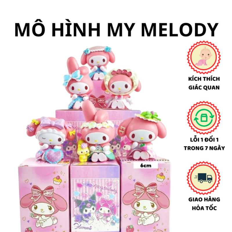Set 6 mô hình My Melody Kuromi dễ thương mới nḣất 2024 mô hình blind box hộp mù quà tặng bất ngờ Toy Đồ Chơi