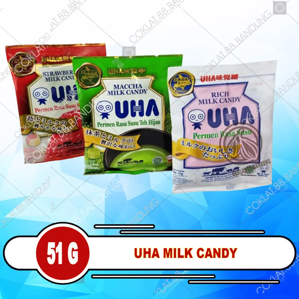 UHA CANDY MILK 51GR, PERMEN SUSU JEPANG UHA 51 GRAM, UHA STRAWBERRY MILK CANDY MATCHA 51 GR