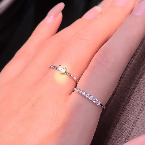 EMLYS.studio - Cincin Set Rhodium Mini Heart Adjustable
