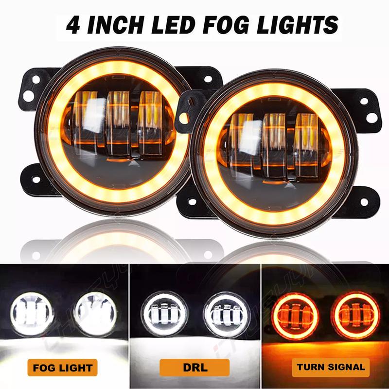 Đèn sương mù LED, 4 inch, Công suất cao 30W, Đèn LED đi qua sương mù, Thiết kế mắt thiên thần, Đèn pha ô tô, Độ sáng 15000LM, Thay thế