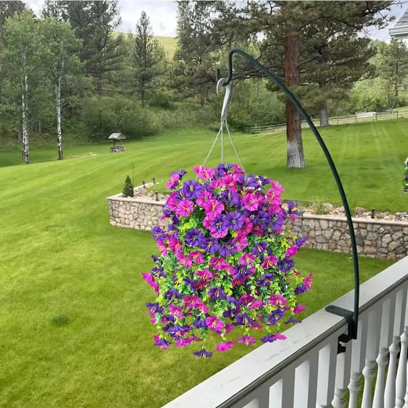 Artificial Hanging Flowers, 2/4 Counts Fake Plants with Eucalyptus Leaves, Uv Resistant Realistic Hanging Plants for Home Garden Decor, Home Accessories 3