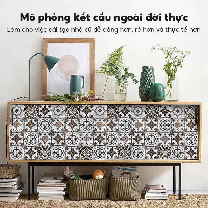 Miếng Dán Sàn Chống Thấm Nước Tự Dính Giả Thảm Giấy Dán Tường DIY Phòng Tắm Phòng Ngủ Văn Phòng Nhà Bếp Ngói 6