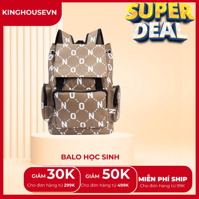 Balo On Mẫu 2 - Balo Đi Chơi Đi Học - Packback Unisex - Màu Nâu Họa Tiết Trắng Backpack Đeo Vai