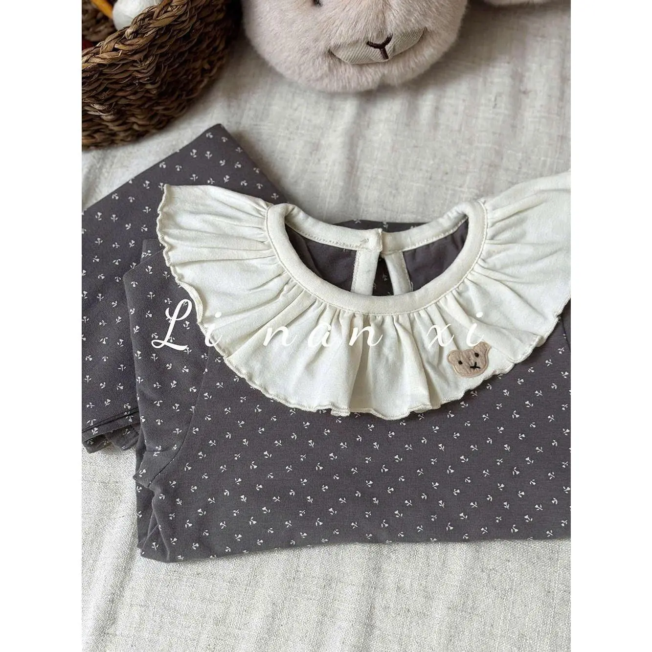 Bộ dài tay thu đông S82-[LINANXI] cho bé từ 9 tới 19kg, chất liệu cotton, thiết kế cổ viền bèo xinh xắn Cao Su