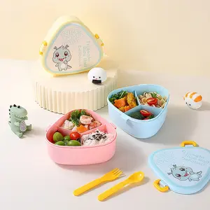 [PAKET MURAH] 2 pcs Cuteze Lunch Box Anak 3 Sekat Motif Dino 800ML dengan Sendok Garpu Kotak Makan Karakter