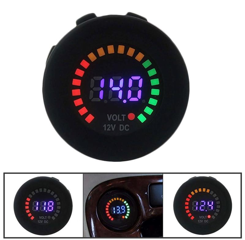 Đồng hồ Led đo Volt ắc quy ô tô và xe máy 12v DC - Volt meter hình tròn 1