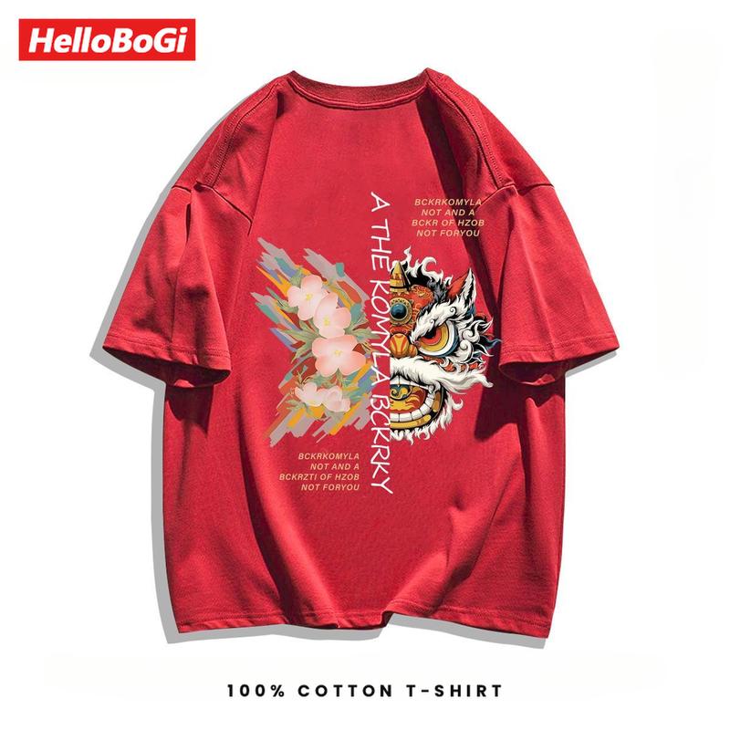 Product Introduction of Áo Cotton Ngắn Tay, Màu Đỏ Tía Lễ Hội, Cổ Tròn, Unisex, Hàng Mới Về Mùa Hè 5