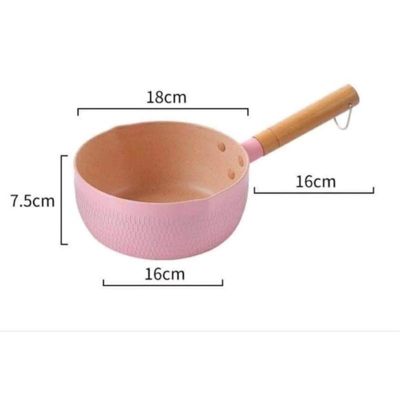 Chảo Chống Dính Bếp Từ Sâu Lòng Vân Đá 18cm - Đáy Từ Cao Cấp, Cán Gỗ Có Móc Treo Gia dụng Yến Nhi 01 đa năng