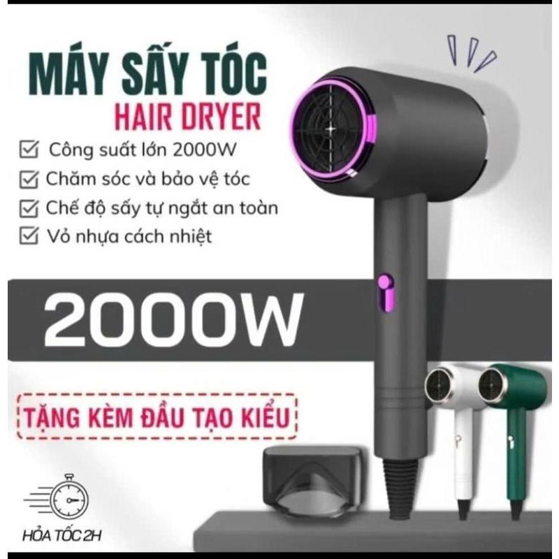 Máy Sấy Tóc Mini 2000W Công Suất Lớn Tạo Kiểu 2 Chiều Nóng Lạnh Có Ánh Sáng Tặng Kèm Đầu Tạo Kiểu An Toàn Tiện Dụng