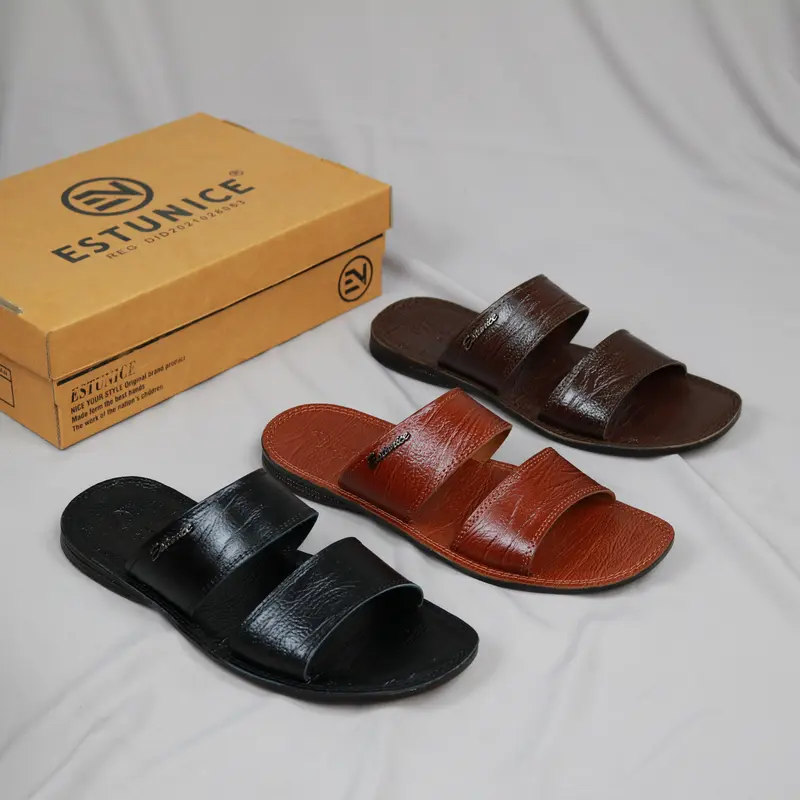 Estunice Sandal Kulit Pria Original 100% Sendal Slop Pria Size 38-45 - ES 02 4