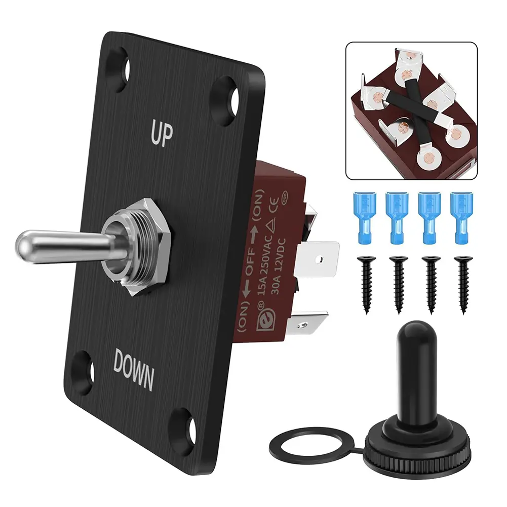 12V DC Heavy Duty Toggle Switch Waterproof Toggle Switch 2 Pin 3Pin ON/Off SPST UP DOWN with Mounting Panel Weatherproof Cap